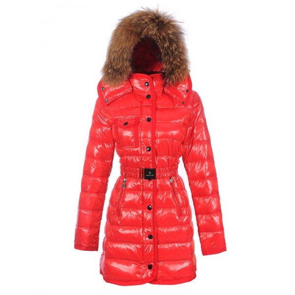 Moncler Fashion rosso Slash e protezione della pelliccia lunga calda Cappotti uscita